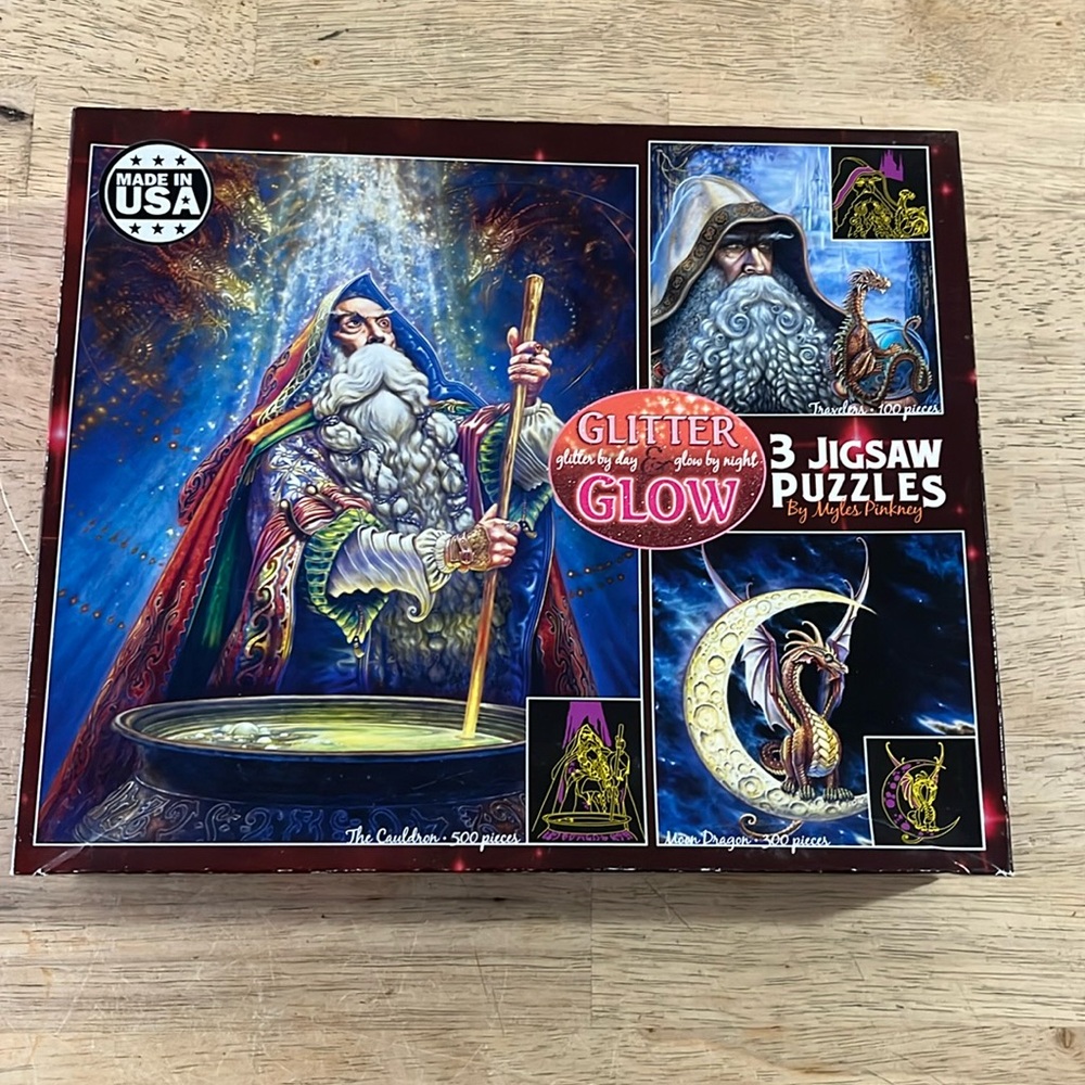 Jigsaw Puzzle Glitter by Day Glow by Night 3 Jigsaw Puzzles in one box Sealed